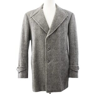 60s Vintage Peruvian Wool Mens XL Slim Fit Coat Heather Gray Fuzzy WesternJacket